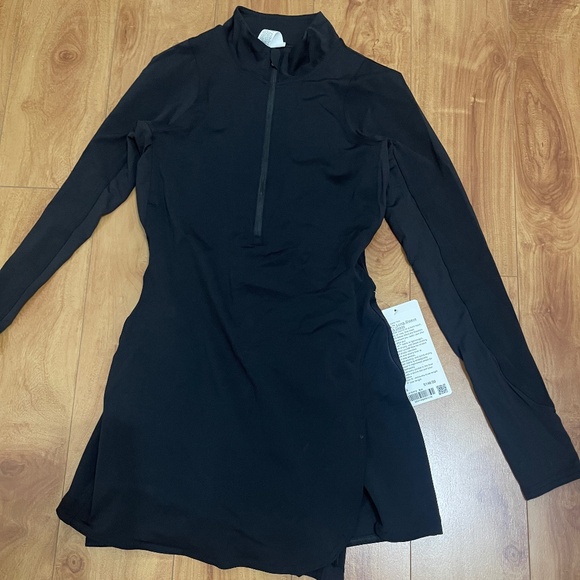 Lululemon Women Long Sleeve Tennis Dress Black Sz 4 New With Tag - Picture 3 of 10
